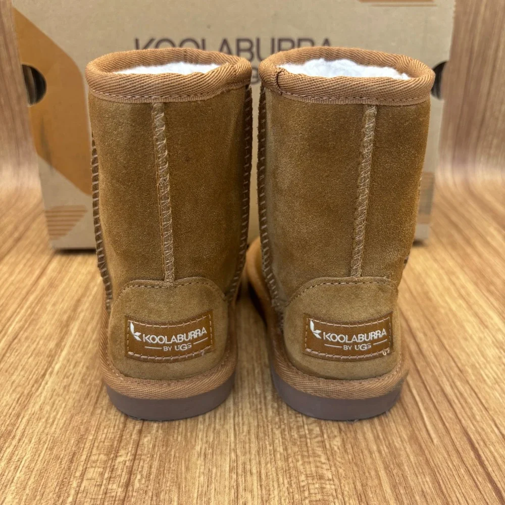 Koolaburra by UGG T Koola Short Boot Toddler 6 Chestnut Suede Faux Fur Worn Once